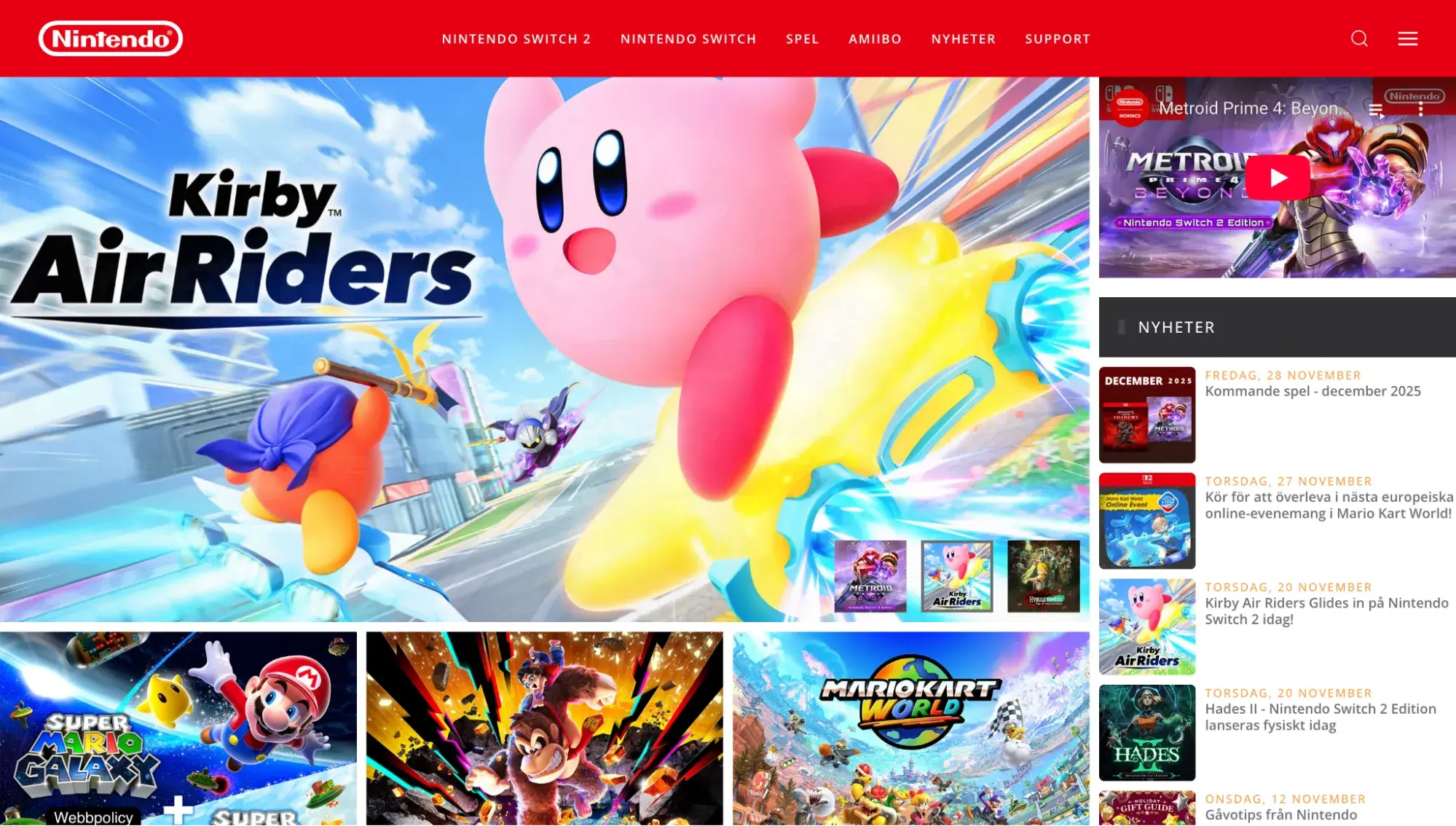 nintendo nordic website