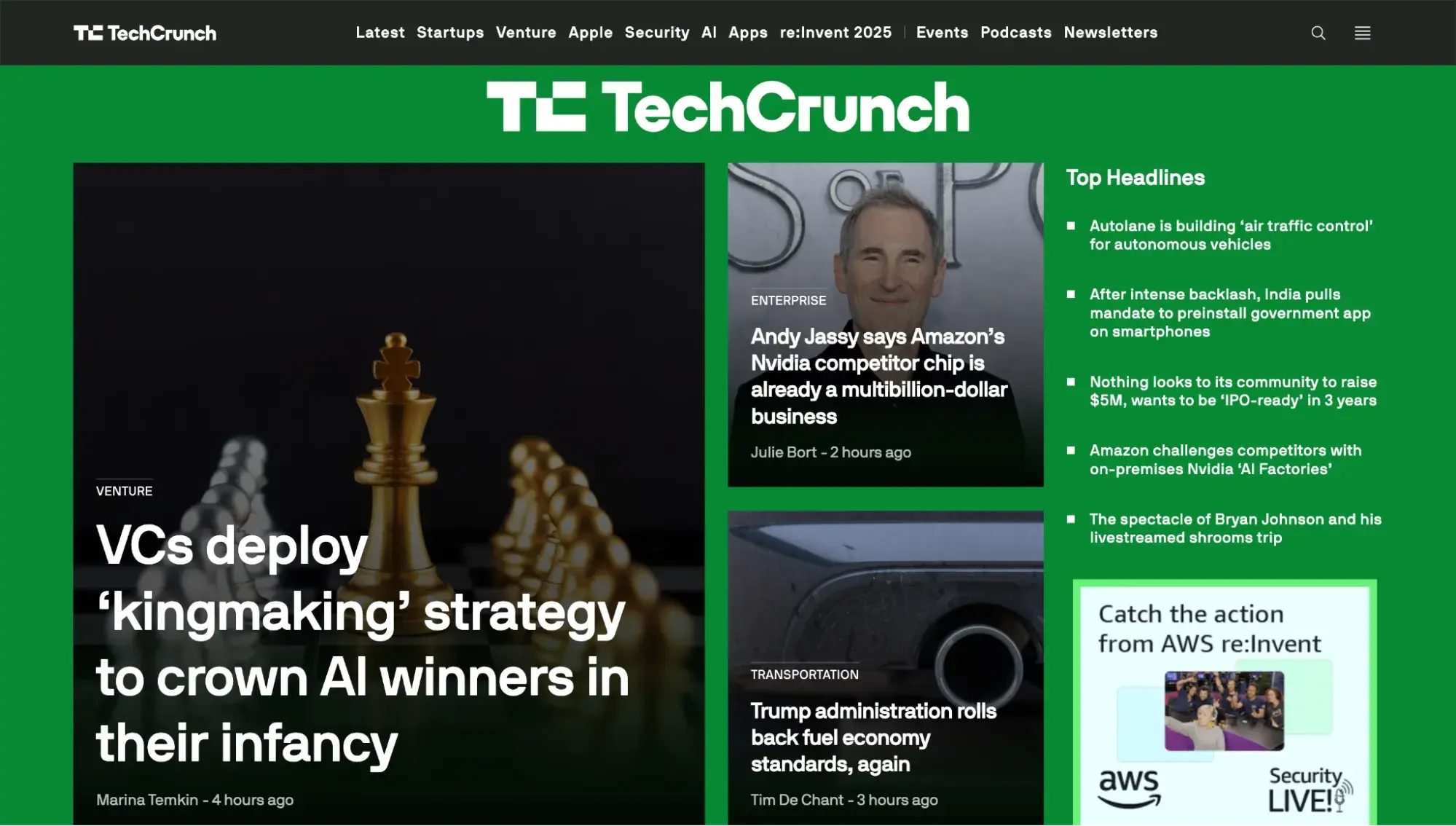 techcrunch homepage