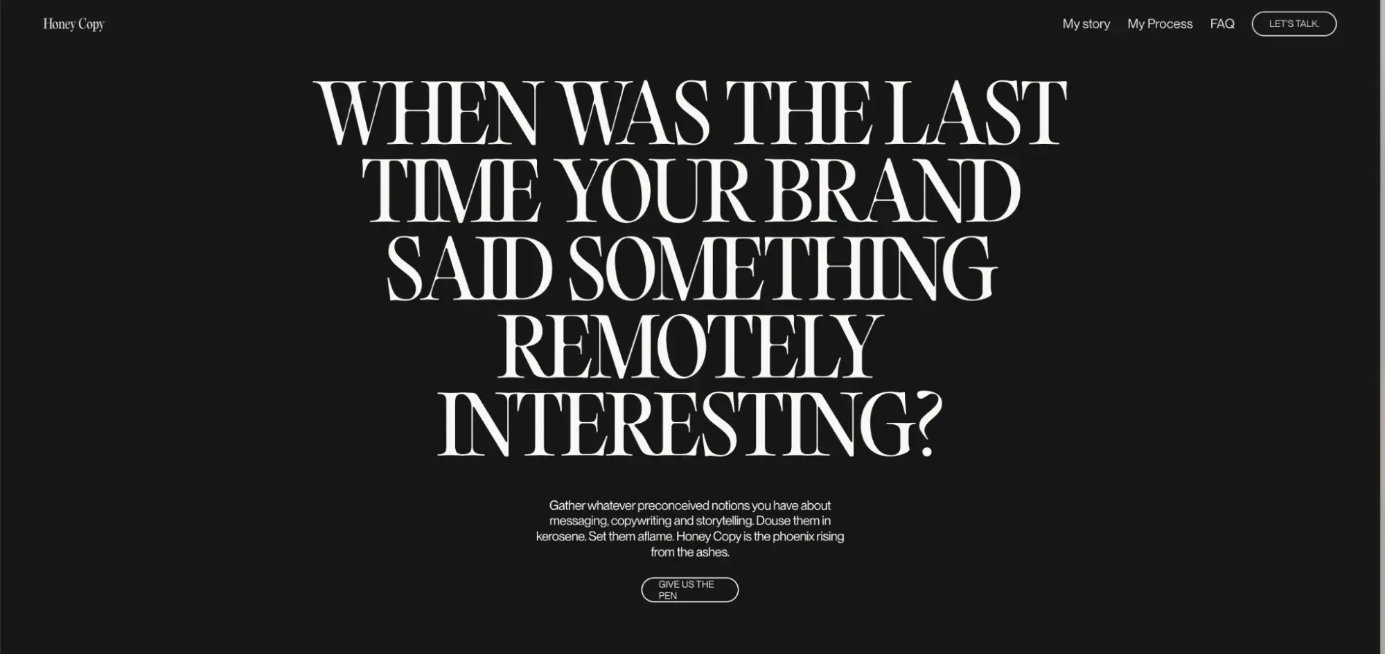 honey copy copywriting examples  landing page
