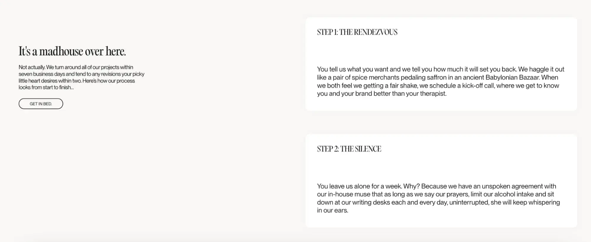 honey copy copywriting examples  the process page