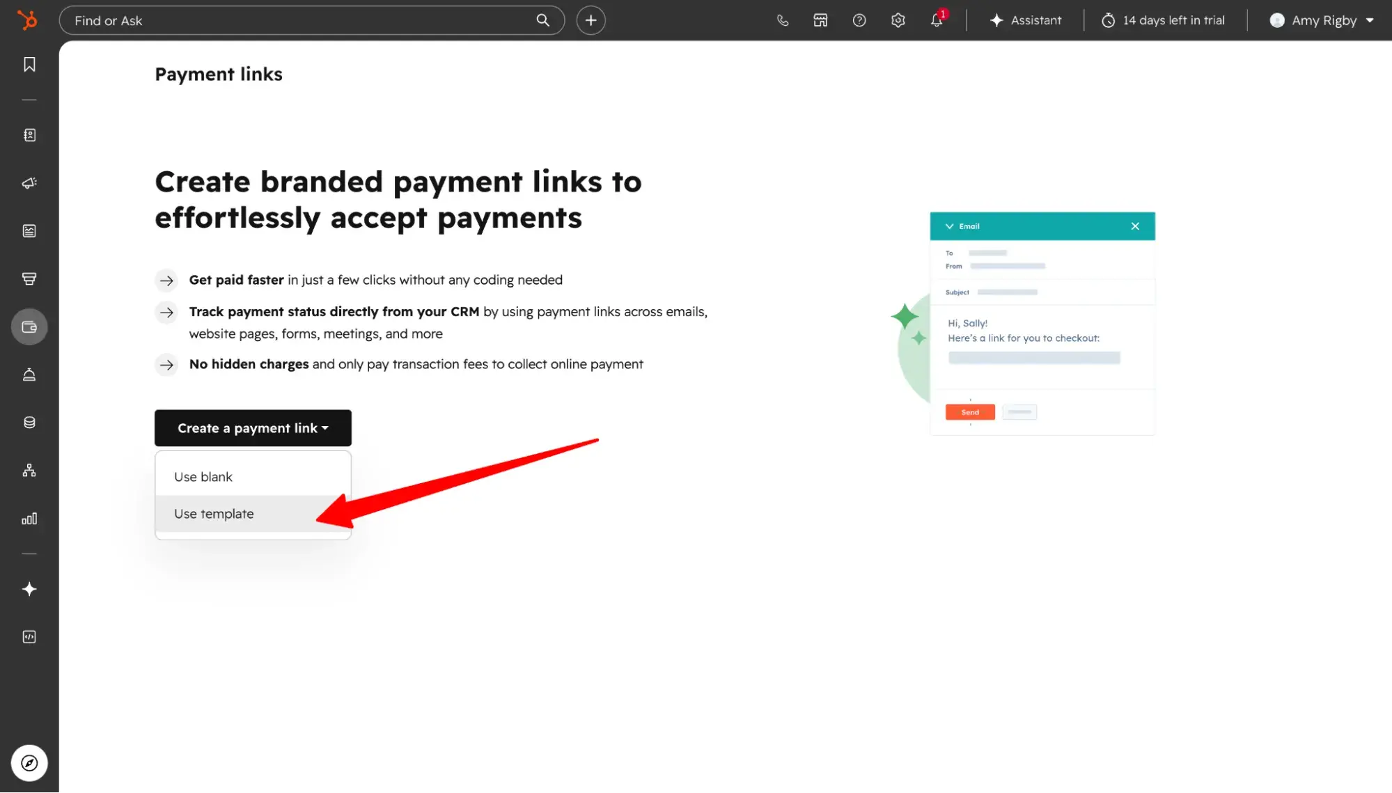 ���ϳԹ��� Payment Links dashboard showing ��Create a payment link�� dropdown