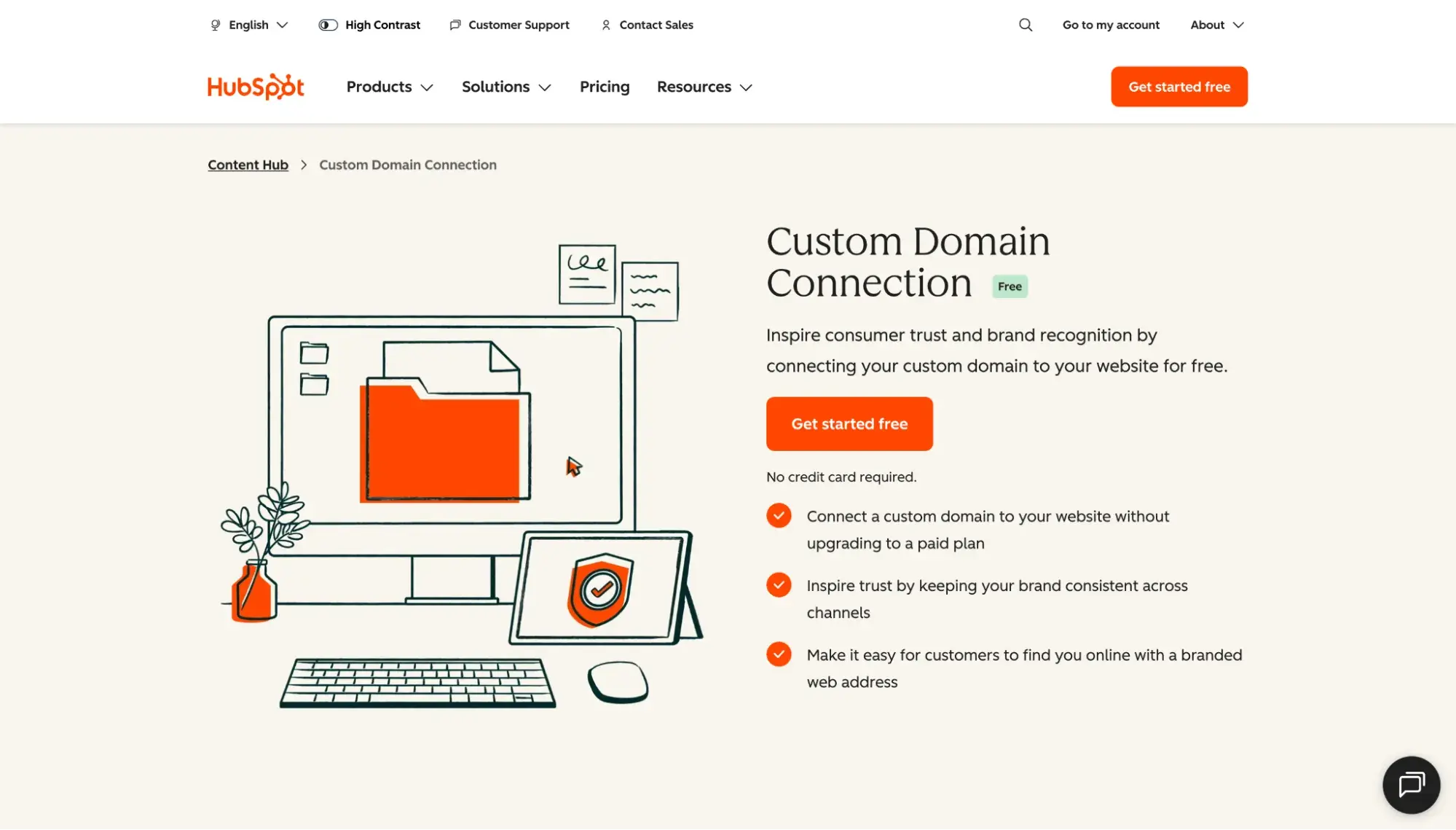 ���ϳԹ��� Custom Domain Connection product page with illustration of desktop and security features