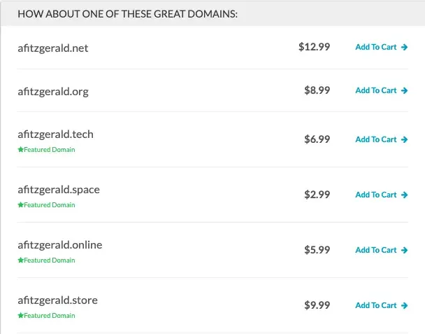 domain name extensions options