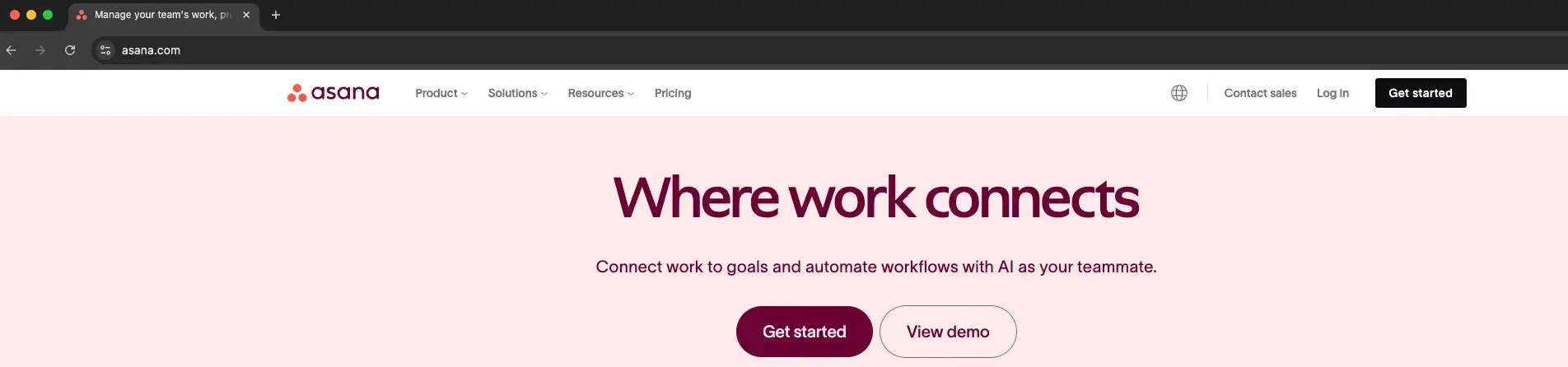 asana.com website with custom domain in url bar
