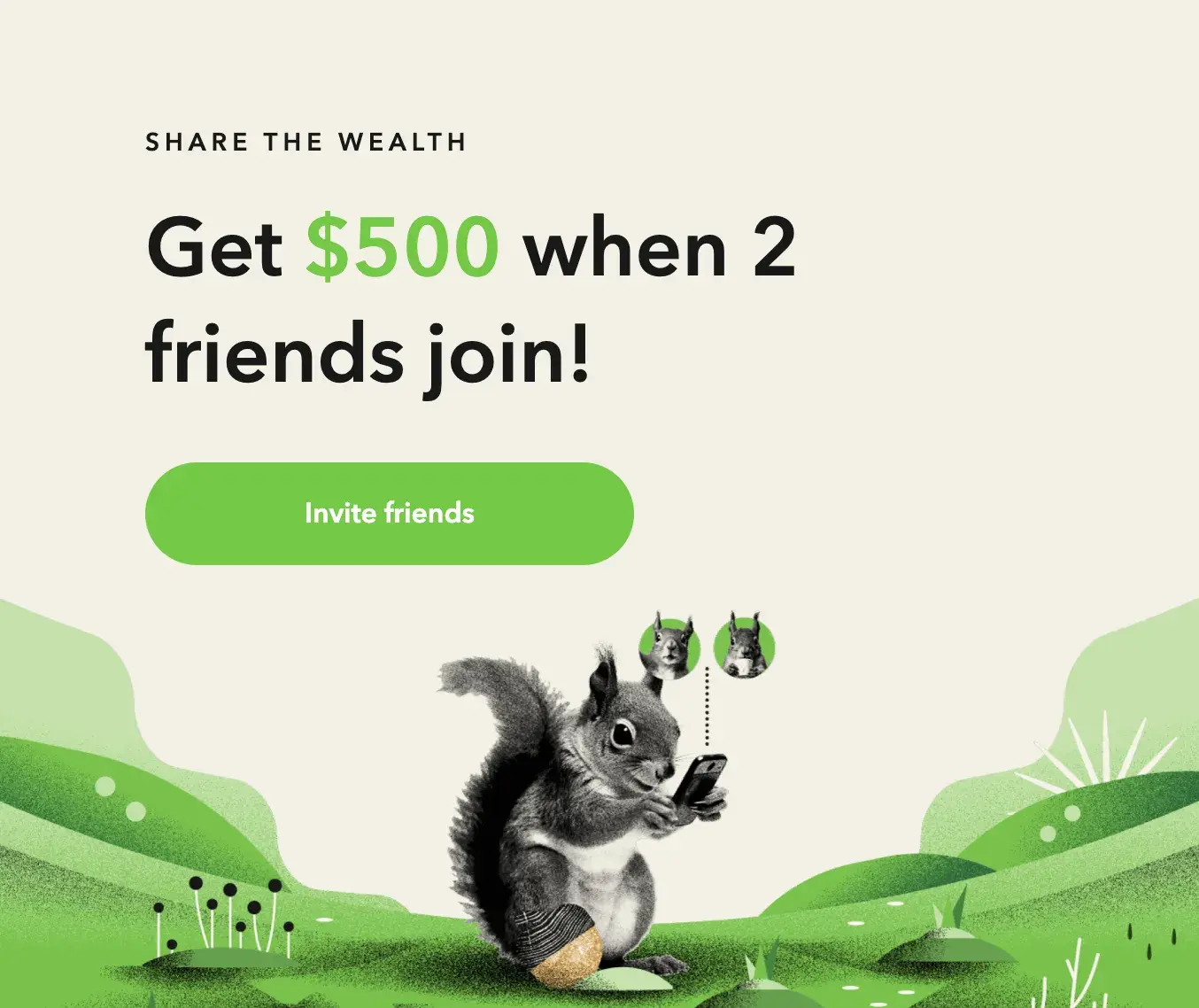 customer referral program example: acorns