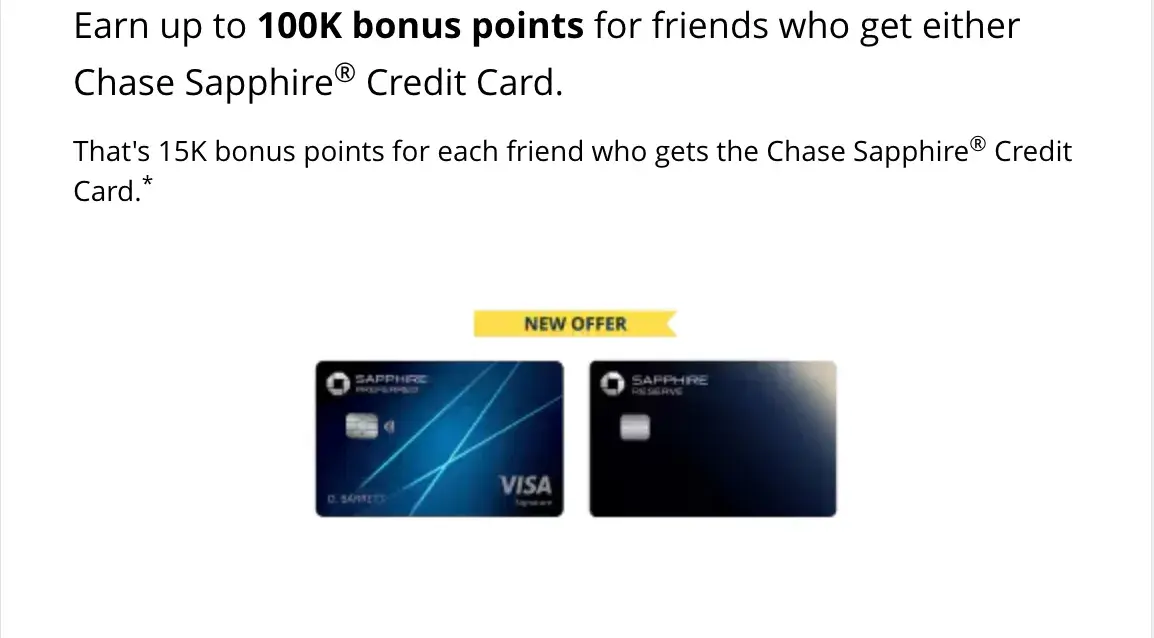 customer referral program example: chase sapphire