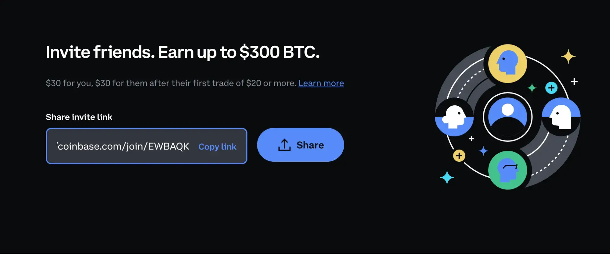 customer referral program example: coinbase