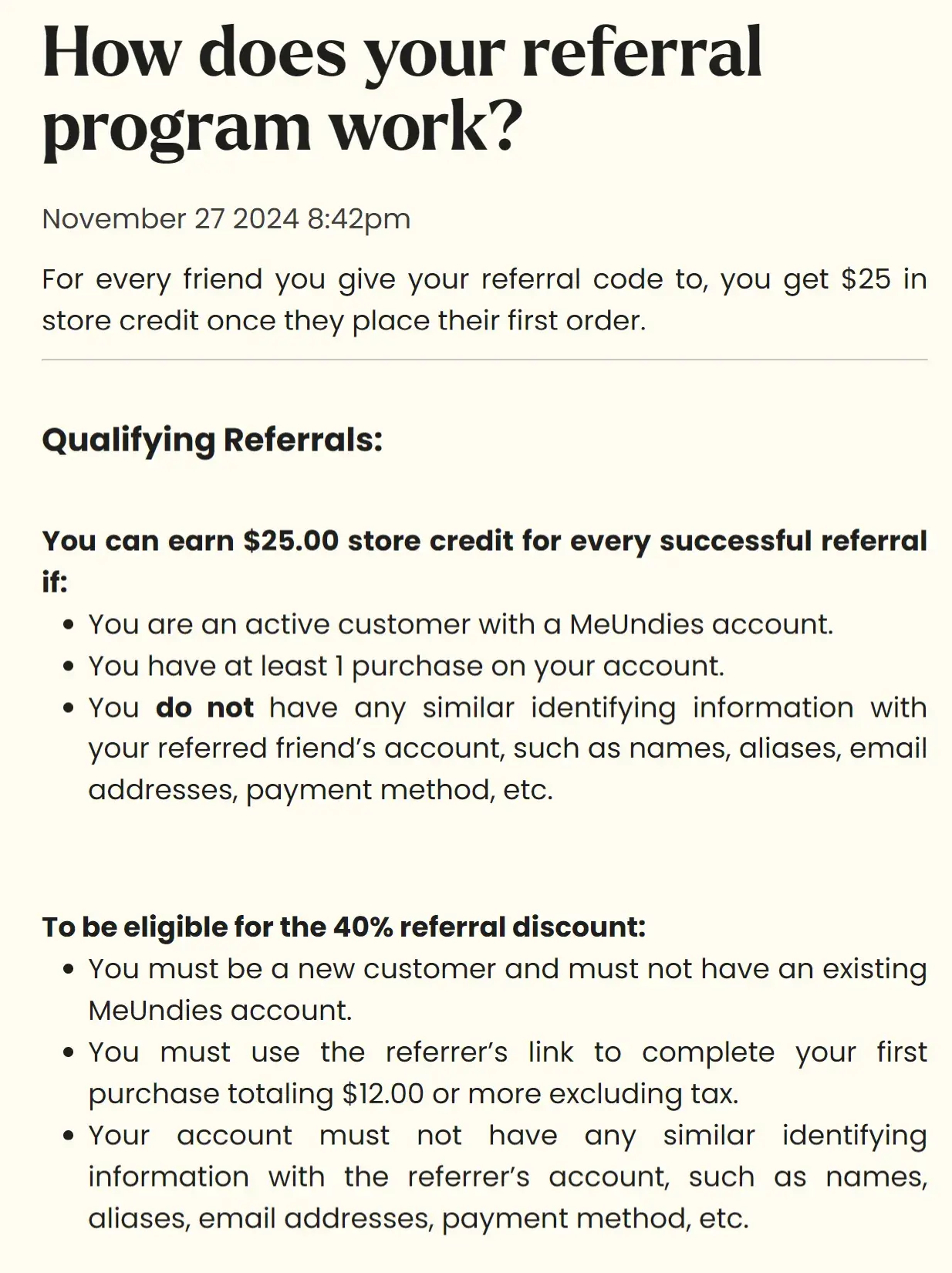 how meundies referral program works, customer referral program