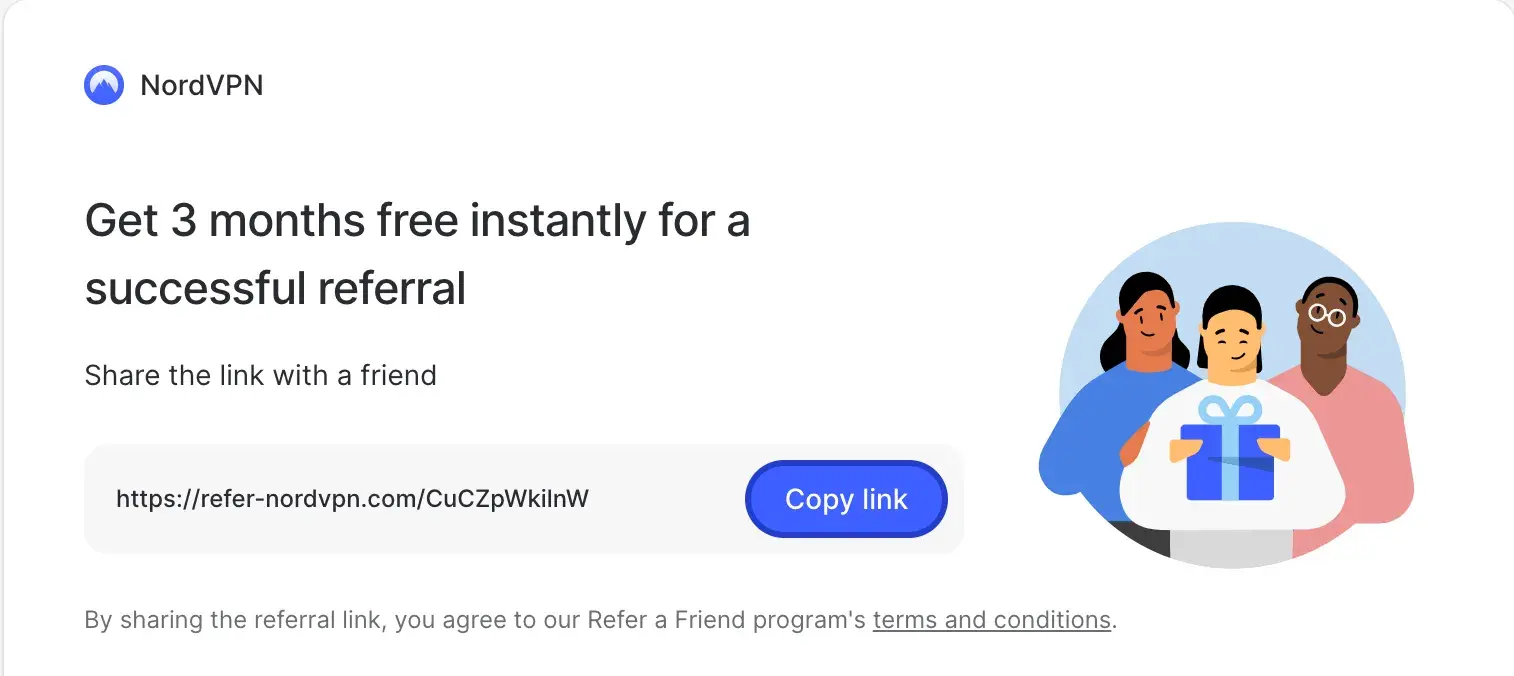 customer referral program example: nordvpn