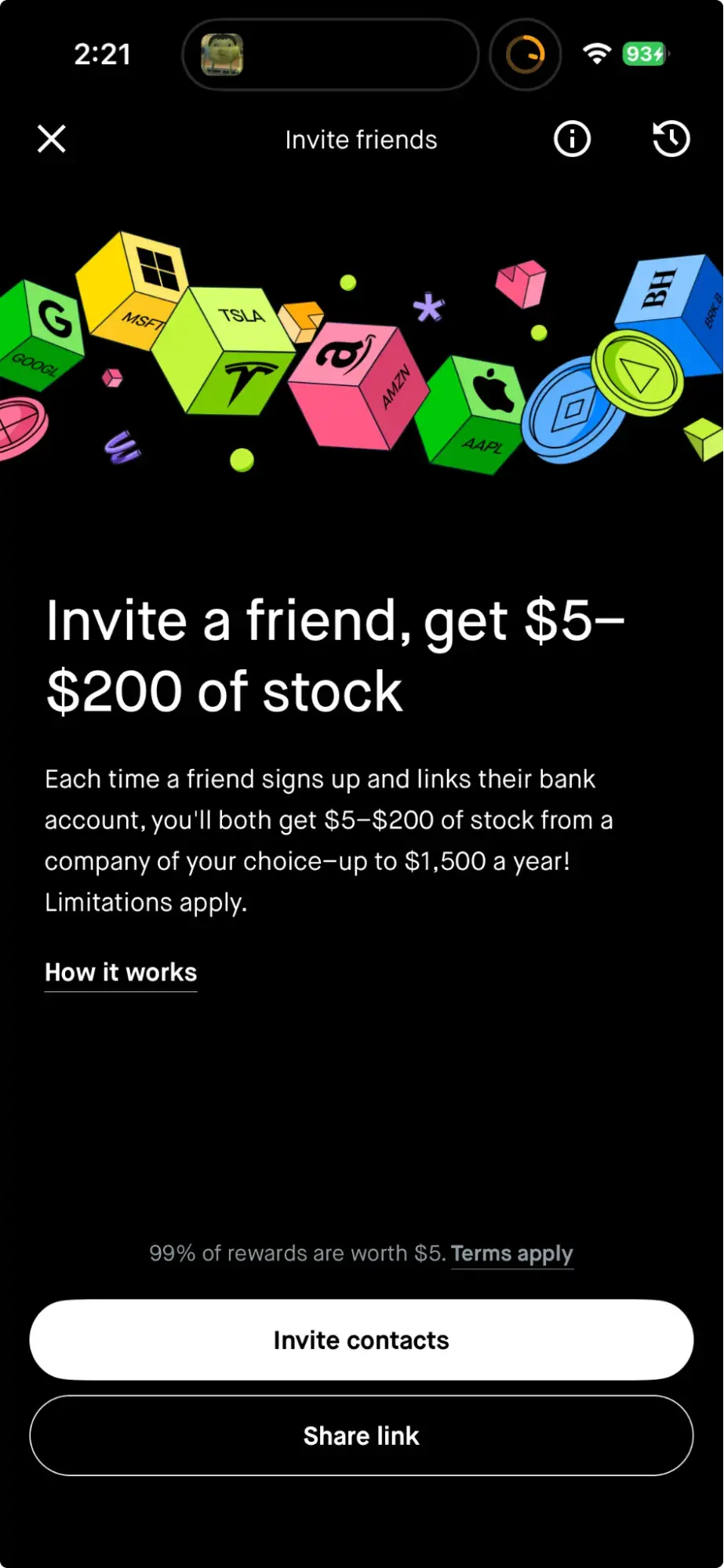 robinhood’s customer referral program offers $5-$200 of stock