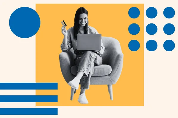 person smiling at their laptop reading customer retention statistics getting inspired to build their customer retention strategy out. 
