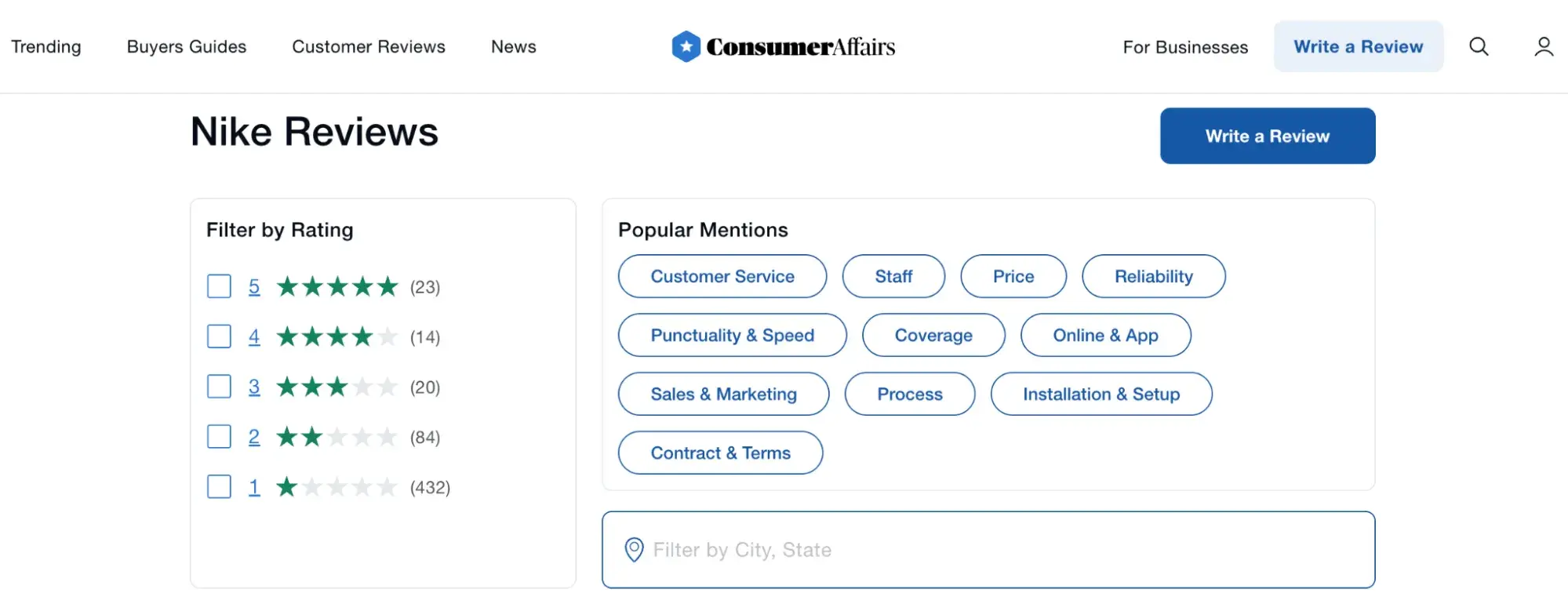 customer review sites, consumer affairs