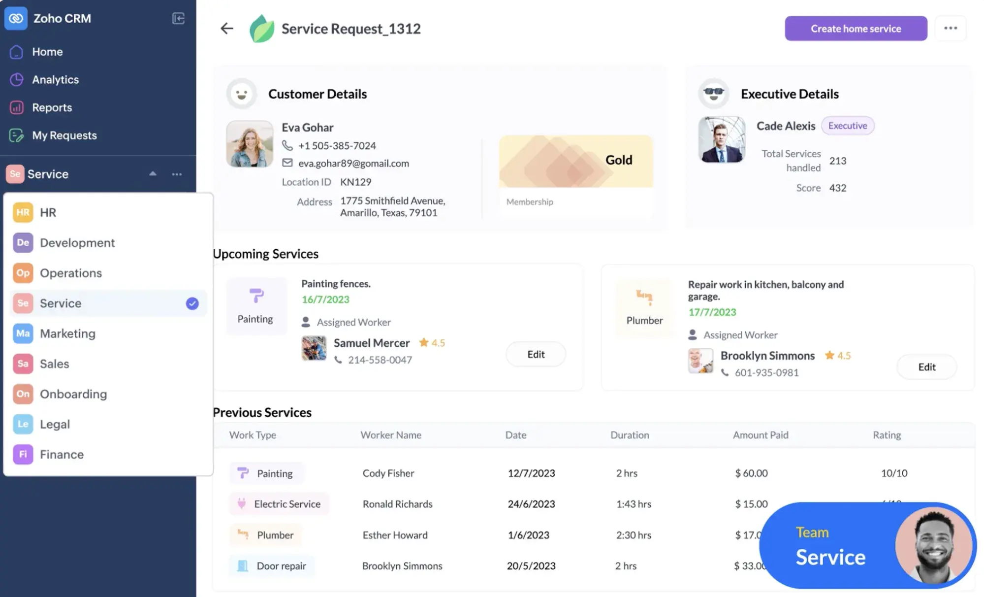 customer service crm, Zoho CRM