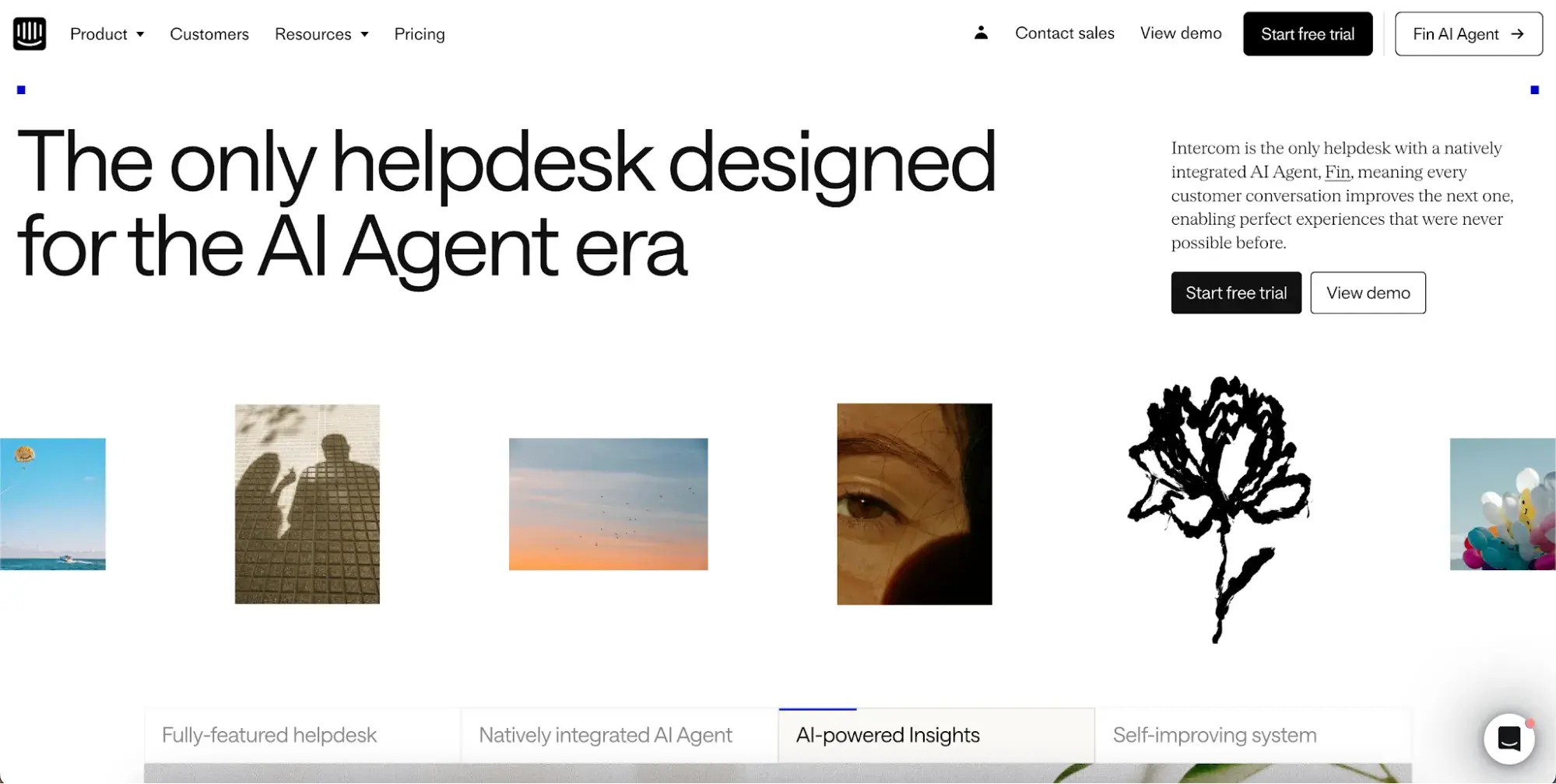 intercom customer service software homepage