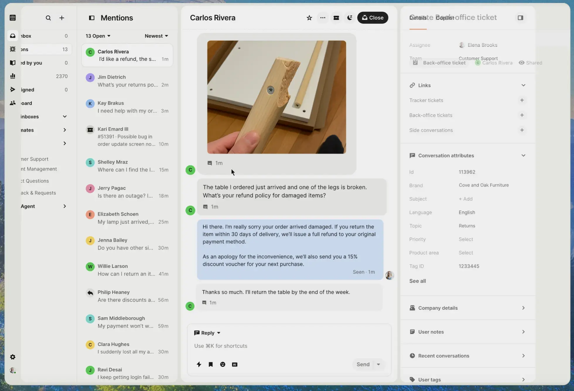 intercom customer service software helpdesk dashboard