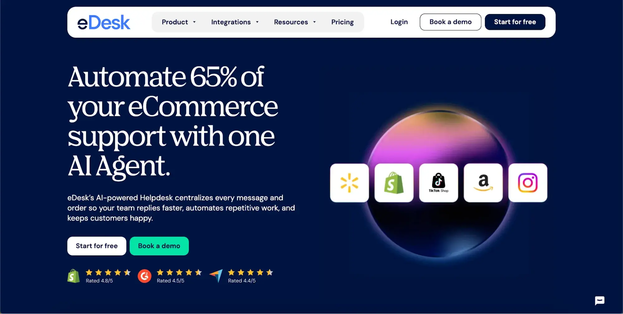 edesk ecommerce customer service software homepage