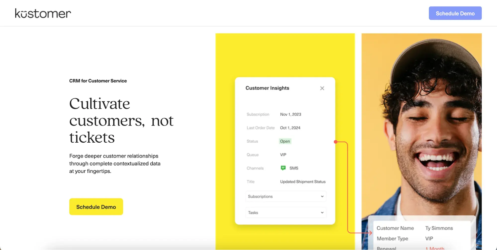 kustomer customer service crm homepage
