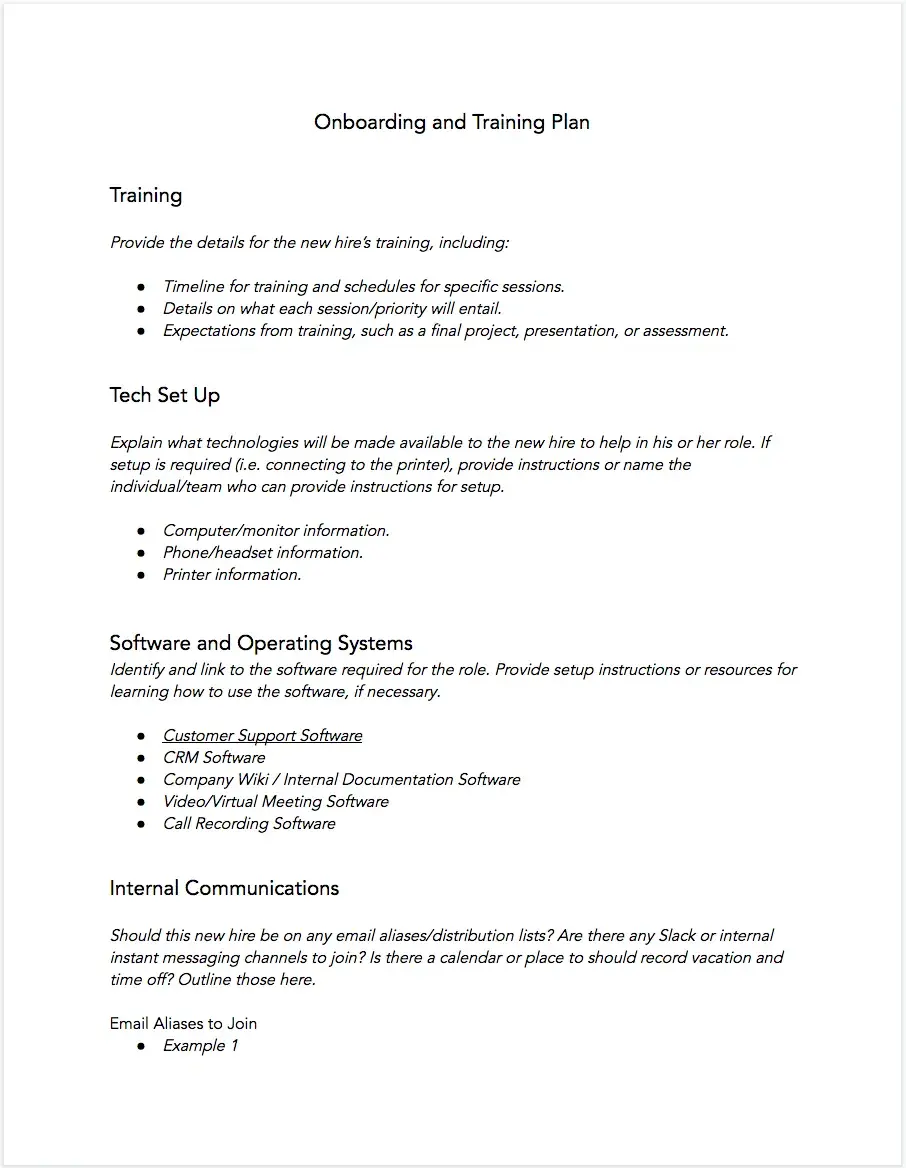 hubspot’s free customer service training and onboarding plan template