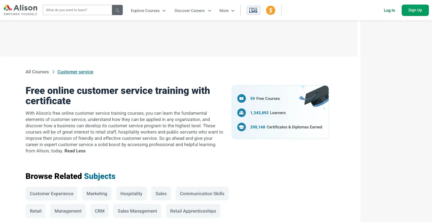 customer service training courses, alison