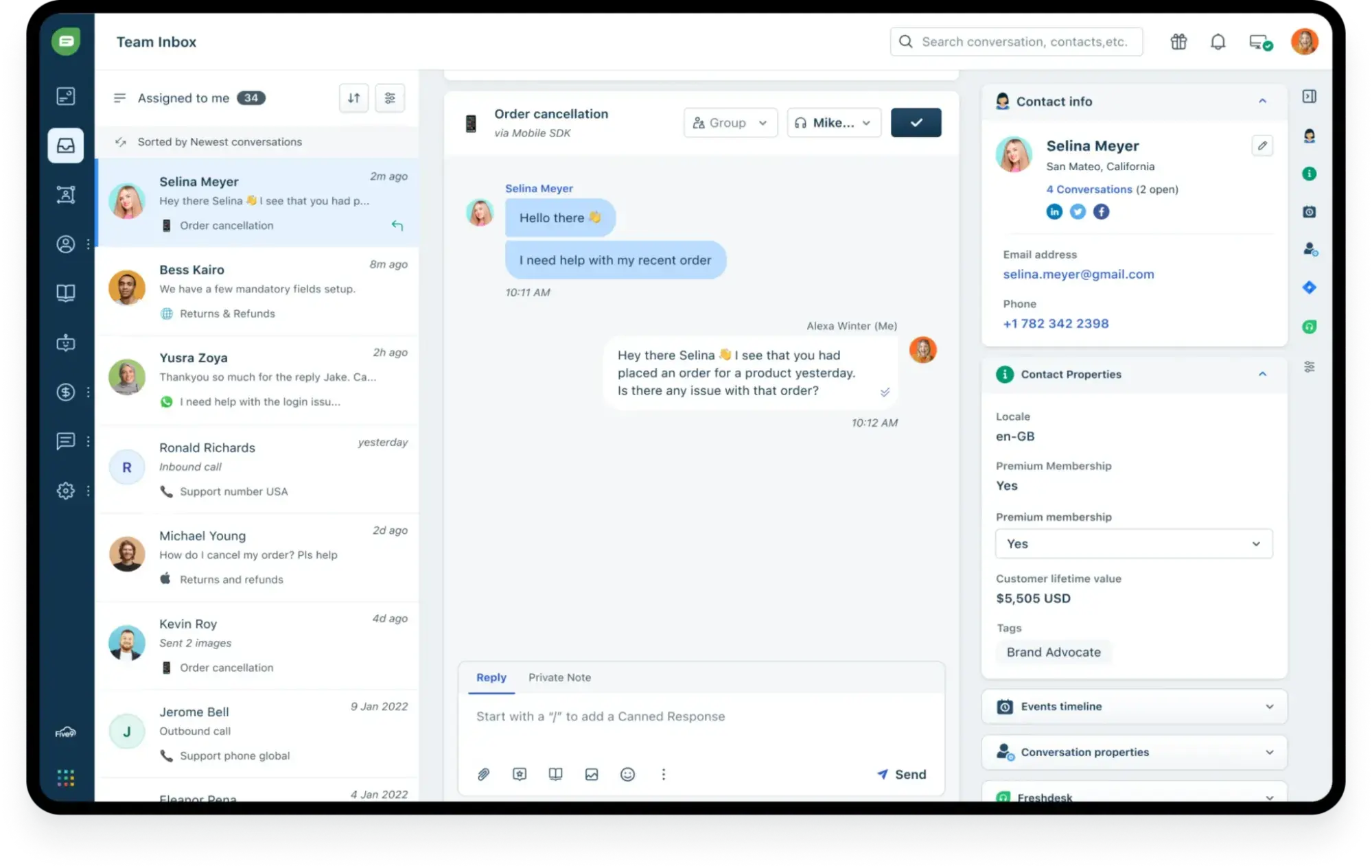 live chat support tools: freshchat omnichannel messaging dashboard