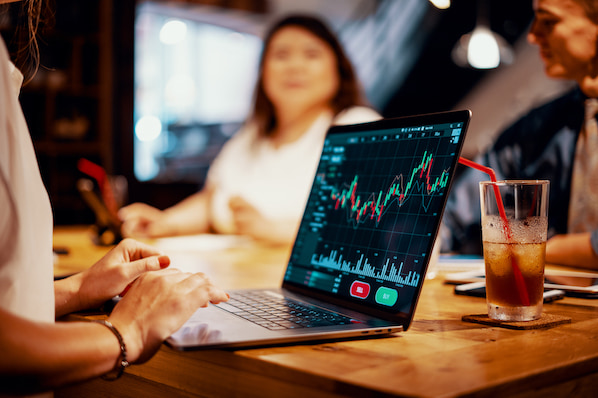 Data trends being researched by a business team