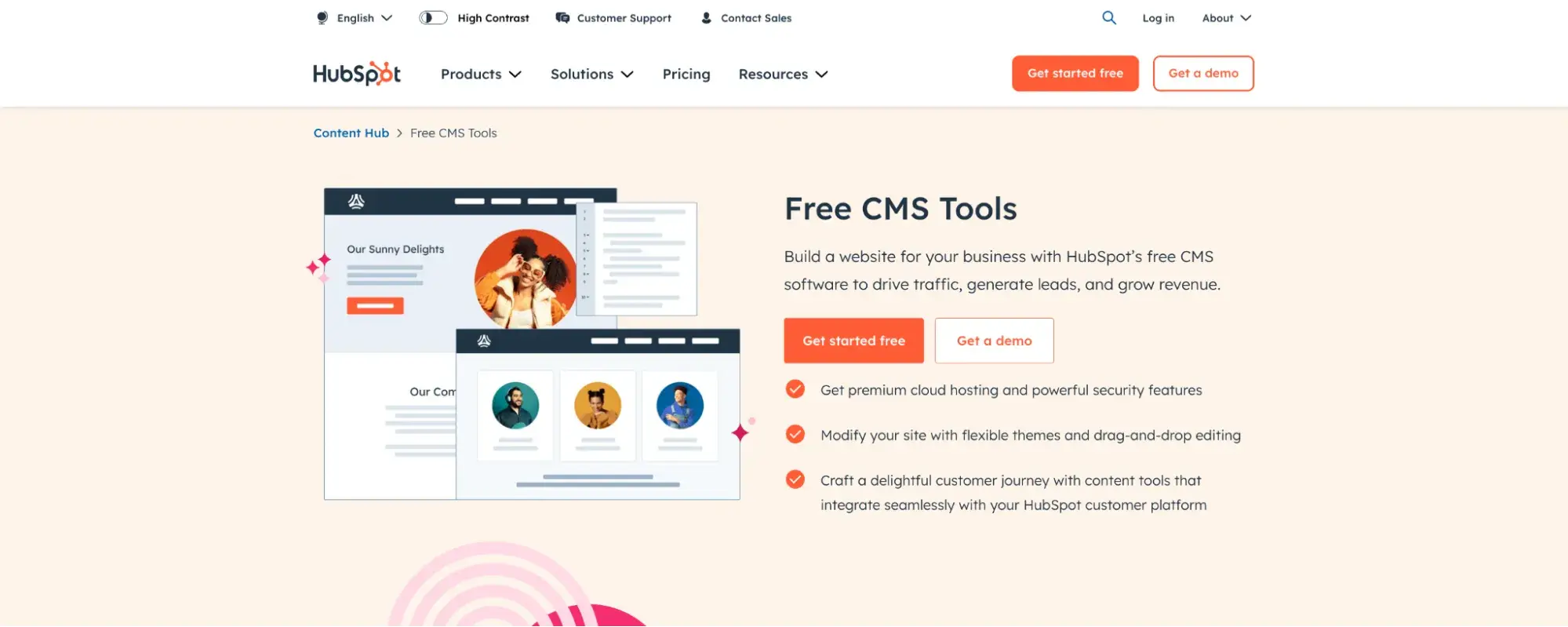 screenshot of ̽ѡ page showing free CMS tools