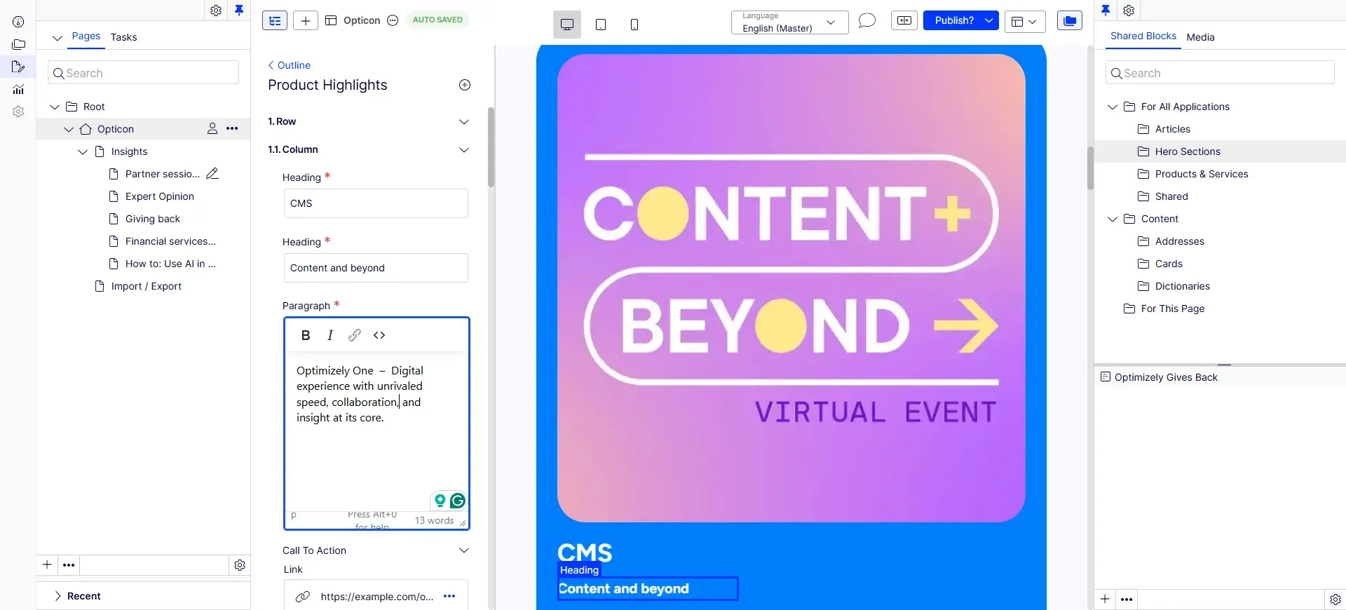 digital content management: optimizely cms