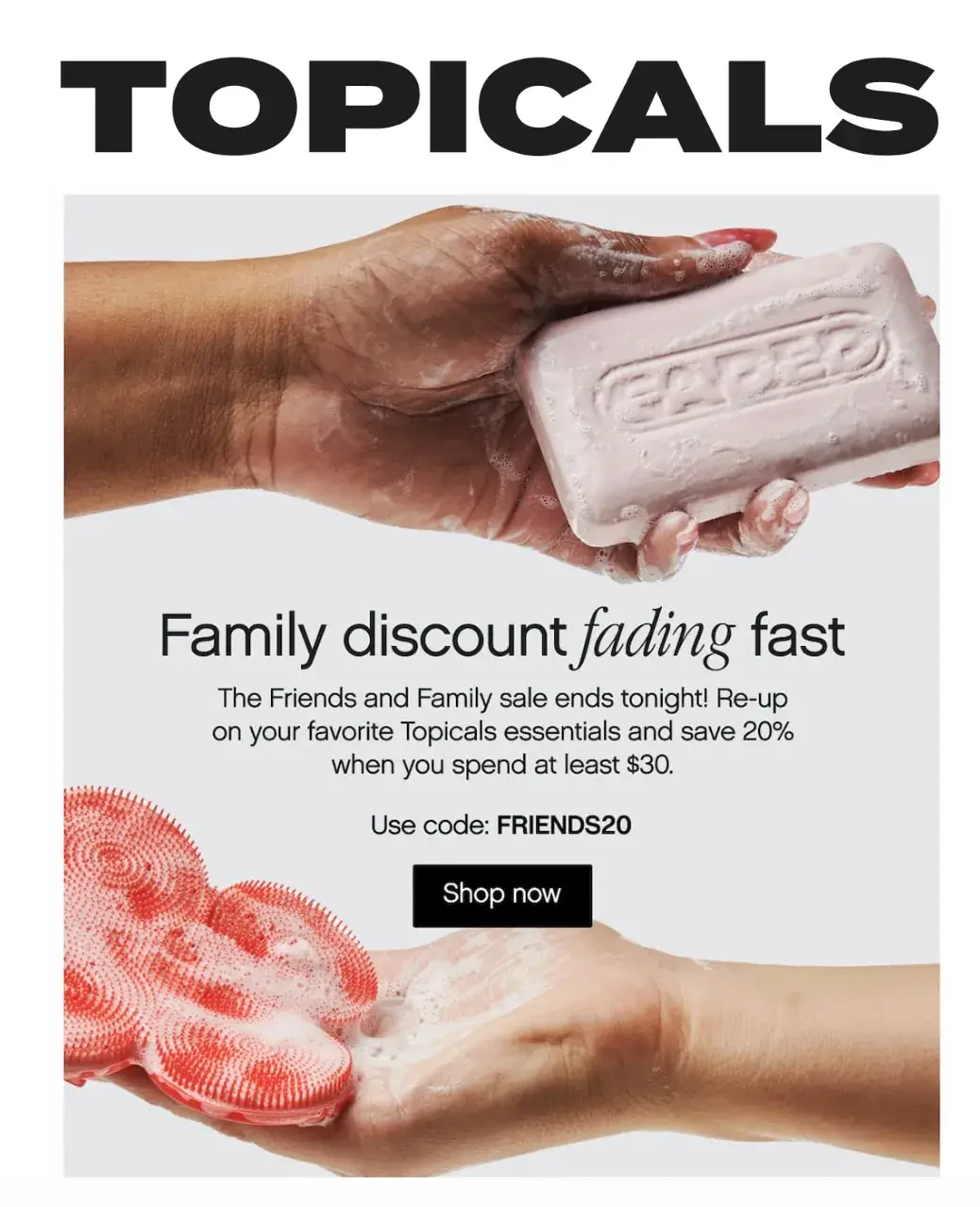 a screenshot of a topicals email to demonstrate email marketing within digital marketing