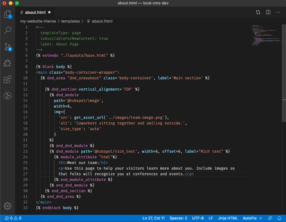 dnd_area coded in VS Code