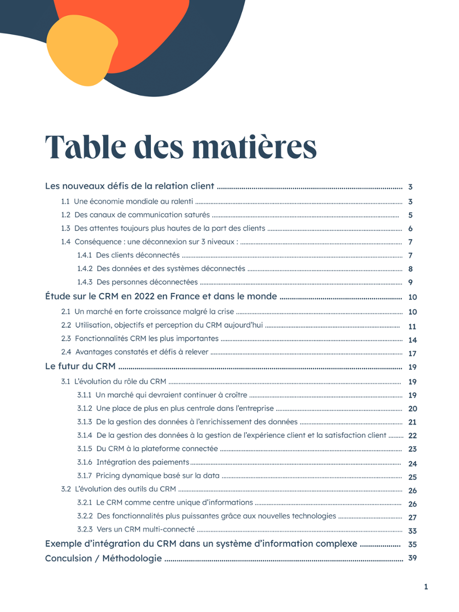 Rapport Evolution du CRM - Summary