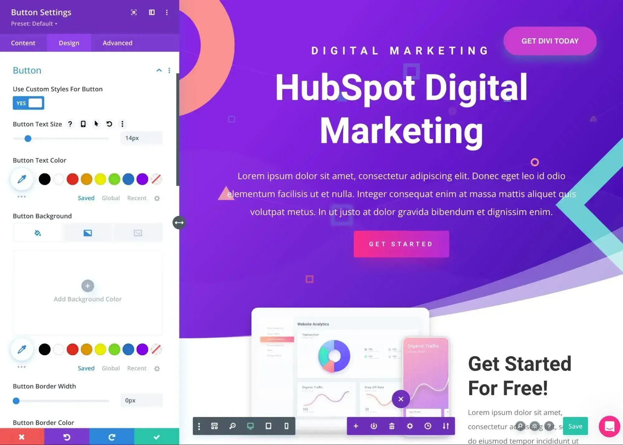 the divi visual drag-and-drop page builder interface