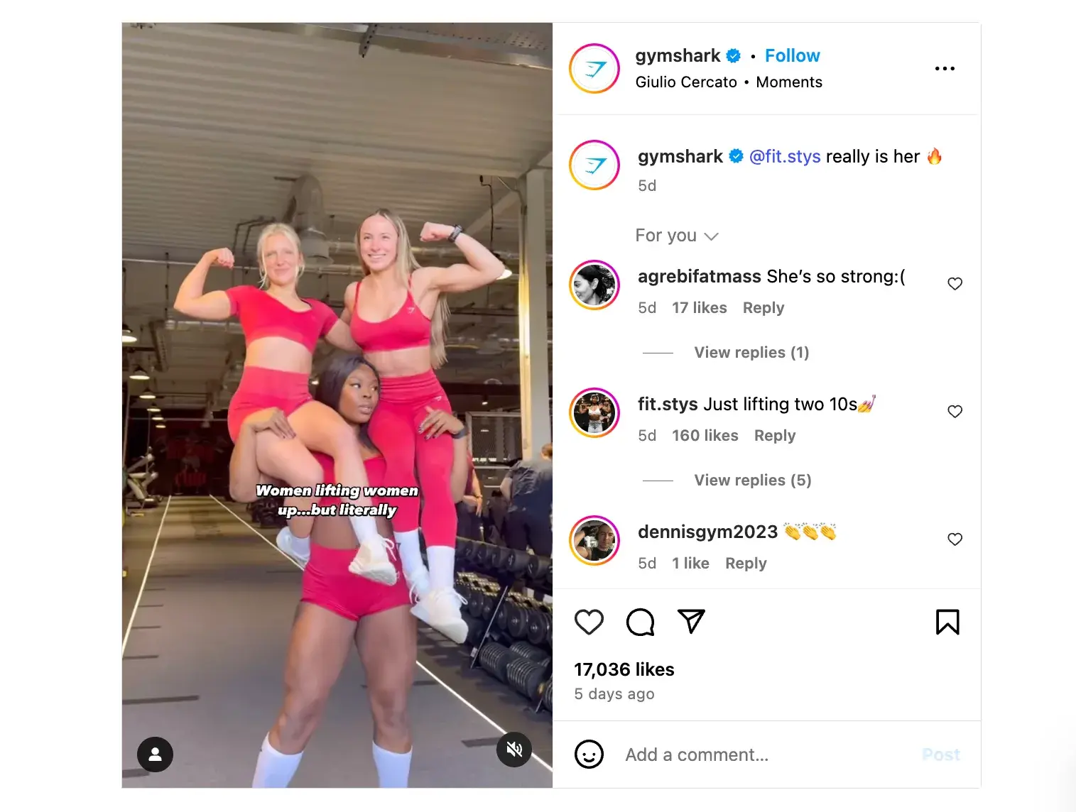 videos for ecommerce marketing: gymsharks reel