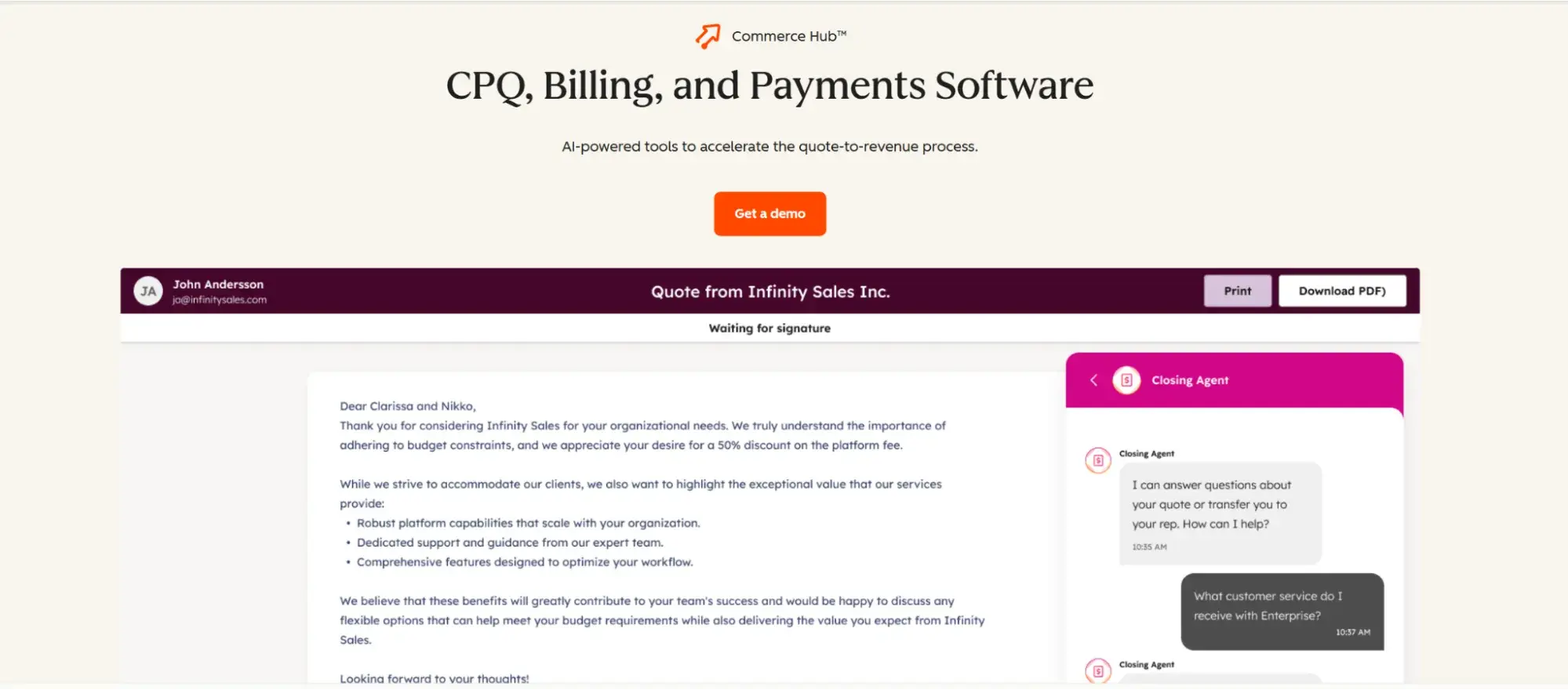 hubspot revenue hub ecommerce website solution showing connected commerce and customer data