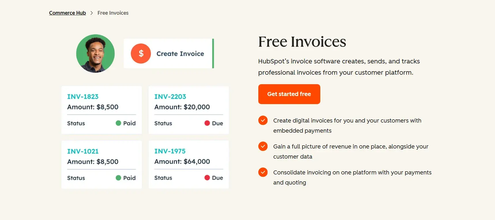 free invoice software in revenue hub for ecommerce payments and subscriptions