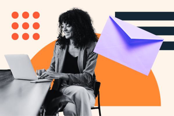 woman designs email banner examples