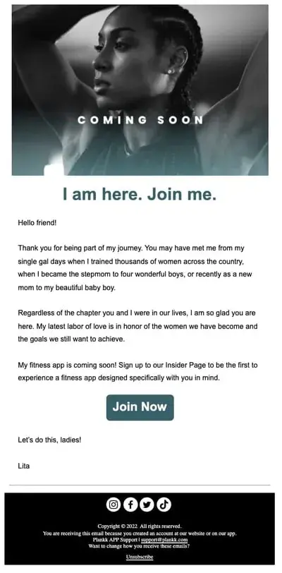 email marketing campaign; lita lewis fitness