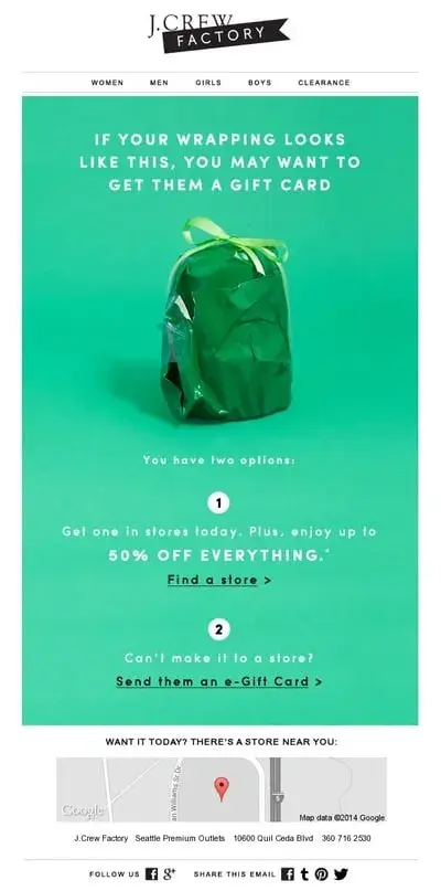 email marketing campaign; J.Crew Factory