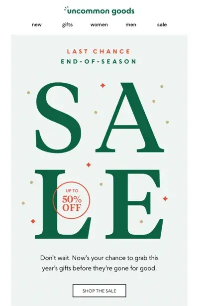 email marketing campaign; Uncommon Goods
