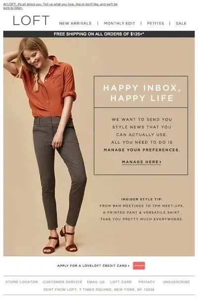 email marketing campaign; loft