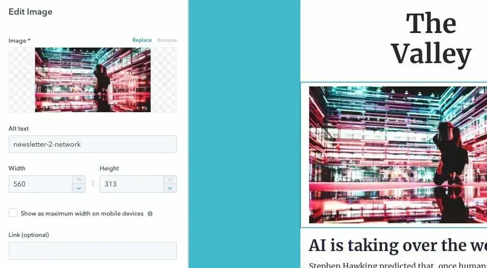 a screenshot of a hubspot email marketing template
