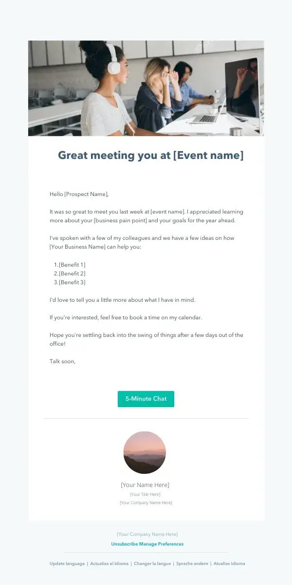 prospecting email follow up example