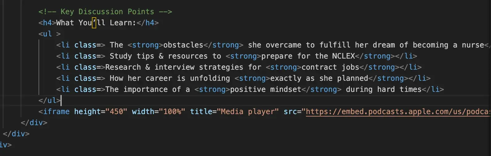 embed podcast on website, div for embedding apple podcast code