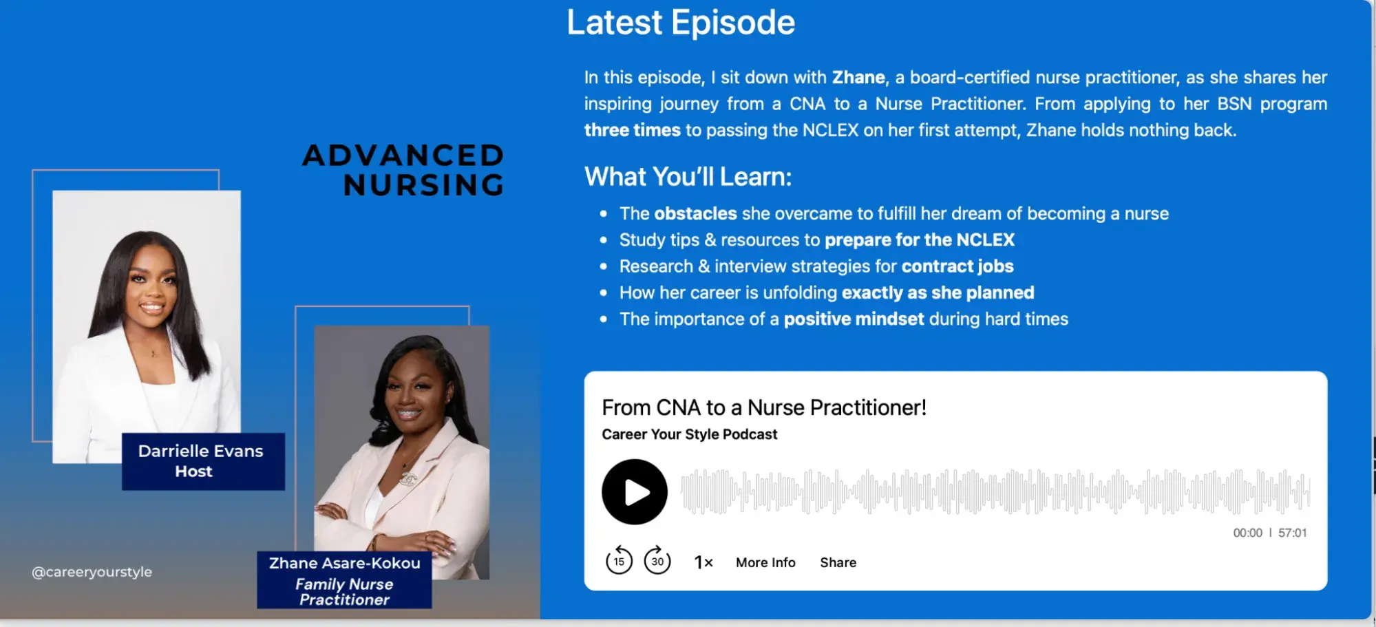 embed podcast on website, screenshot of my embedded podcast episode