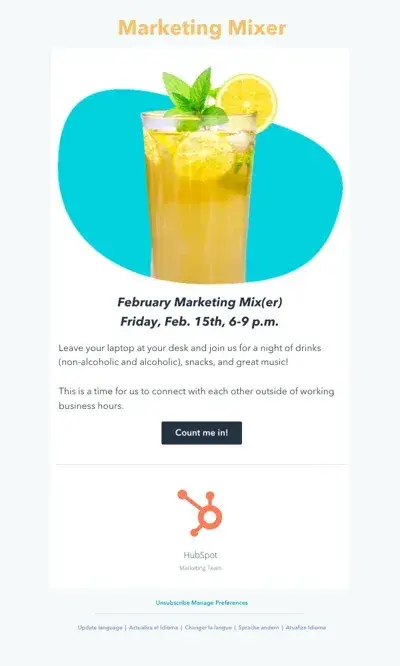 event invitation email with cta