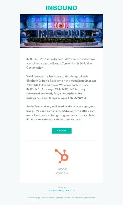event invitation email for hubspot inbound