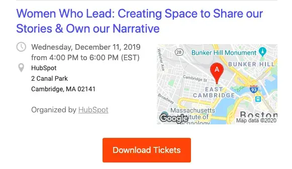 event invitation email with location