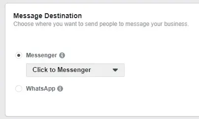 facebook messenger ads, destination