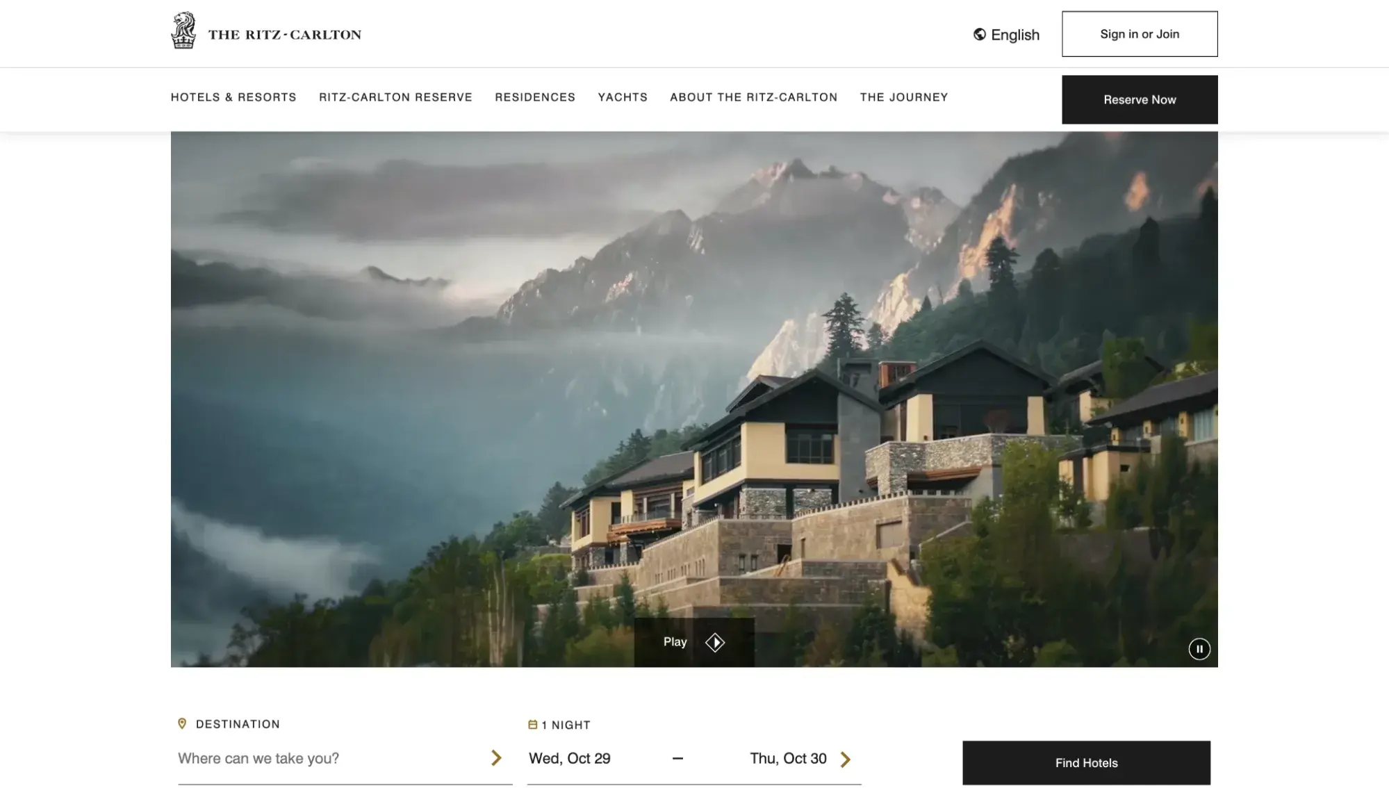 fancy website: the ritz-carlton