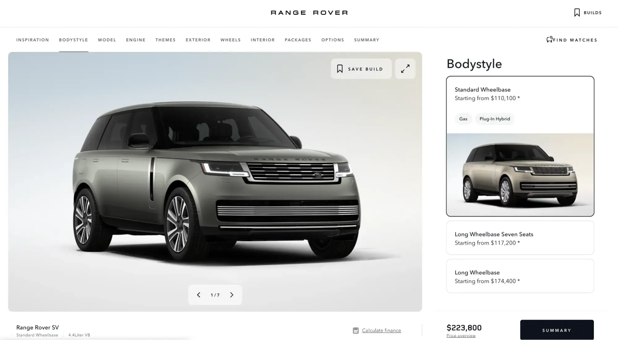 fancy website: range rover product configurator