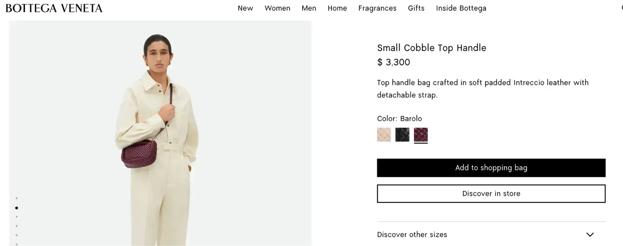 bottega veneta small cobble top handle in barolo